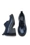 Women's Special Design Platform Heeled Elegant Lace-Up Navy Blue Patent Leather Loafer Moccasin Shoes - 3