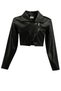Ophelia Shoulder Pad Piece Faux Black Leather Jacket - 2