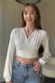 V Neck Draped White Bodysuit - 6