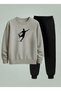 Boy's Sweatshirt - Tracksuit Set Crew Neck Running Football Player Printed 3 Thread Raised