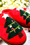 New Year Slippers. House Slippers. Red Slippers - 8