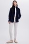Women's Navy Blue Anti-Pilling Non-Pilling Standard Fit Full Zip Cold-Proof Fleece Cardigan - 5