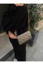 Women's Metallic Gray Quilted Crossbody Shoulder Bag with Adjustable Column Strap