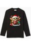 Cute Christmas Baby Yoda with Long Sleeves Printed Cotton Children's T-Shirt for New Year Christmas
