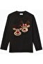 Long-Sleeved 2 Deer Embroidery Image Printed Christmas New Year Printed Cotton Children's T-Shirt