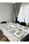 Colber Stripe Detailed Worry-Free Tablecloth Dinner Set for 12 People 26 Pieces - Table 160X220 - 3