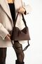 Brown Suede Women's Shoulder Bag with Double Handles and Inner Pocket Detail - 7
