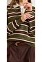 Women's Striped Polo Collar Knit Sweater - 4