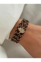 Vip Series Silver Model Brown Braided Rope Wrapped Fatima Hand Object Bracelet - 3