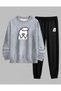 Girl's Sweatshirt - Tracksuit Set Crew Neck Happy Line Ba Printed Thread Raised