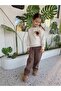Flower Embroidered piped Fleece-Lined 3-Thread 2-Piece Sweat Tracksuit Set for Girls - 4