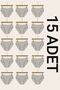 15 Pieces Gray Cotton Basic Daily Women's Bikini Panties – Regular Waist, Non-Marking, Soft, Flexible and Comfortable