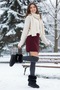 Women's Black Suede Fur Lined High Thick Sole Winter Boots - 3