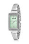 Luxury Stone Cuff Women Wrist Watch Silver Green Color Pl-1566B4X