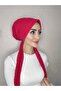 Red Four-Season Wearable Plain Cotton Shawl Scarf - 2