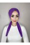 Purple Four-Season Wearable Plain Cotton Shawl Scarf - 4