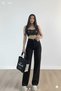 Dark Blu A.C.A.I.P Black Stretch Fabric Super High Waist Wide Leg Denim Palazzo Pants