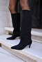 Voretta Women's Black Suede Heelled Boots - 4