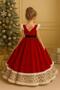 Girls' Red Velvet Princess Christmas Dress, Velvet Princess Model Christmas Costume - 2