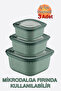 Micro Line Microwave Compatible, Air-Tight, Bpa-Free, 3-Piece Square Food Storage Container (600, 1100, 1800 ml)