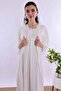Effortt Ecru With Robe Maternity Postpartum Nightgown Set - 3