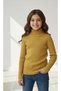 Unisex Children's Long Sleeve Full Turtleneck Corded Fabric Kaskorse Cotton Sweater Body Mustard - 2