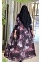 Abaya Half Closet Embellished Lined with Stretch Sleeves - 2