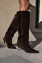 MARELLO Women's Brown Genuine Suede Heeled Boots - 4