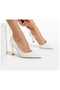 White Snakeskin 8.5cm Gold Golden Thin Heels Stiletto Women's Shoes - 4