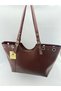 Women's Faux Leather Hand and Shoulder Bag with Ring and Belt Buckle Detail