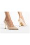 Beige Snakeskin 8.5cm Gold Golden Thin Heels Stiletto Women's Shoes - 4