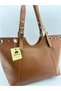 Women's Faux Leather Hand and Shoulder Bag with Ring and Belt Buckle Detail - 6