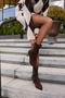 Savella Women's Brown Suede Stretch Heel Boots