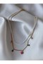 2-Piece Pearl Chain Women's Steel Necklace with Heart Figure and Evil Eye Detail - 3