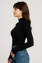 Women's Long Sleeve Finger-Through Stretch Fabric Combed Cotton Bodysuit - 2
