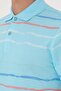 Men's Turquoise Striped Polo Neck T-Shirt - 7