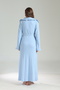 Women's Blue Special Design Jacquard Long Sleeve Full Length Winter Maternity Dressing Gown Nightgown Set - 6