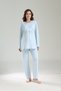 Women's Blue Special Design Jacquard Shawl Collar Long Sleeve Winter Maternity Pajama Set - 6