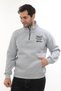 Men's Light Gray Standard Fit Regular Cut Fleece Lined Half Zipper Stand Collar Cotton Sweatshirt - 4