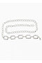 Silver Color Rectangle Detailed Chain Belt 106cm - Adjustable Stylish Dress & Coat Belt - Mfr5006 - 4