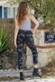 Women's Navy Blue Italian Camouflage Pattern Skinny Leg Trousers - 6