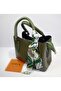 Khaki 3-Compartment Scarf Detail Stylish Women's Bag - 2
