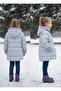 Girls' Puffer Jacket Fur-Trimmed Ice Blue Pearlescent Shimmery Removable Hooded Zipper - 4