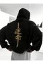 Kanji Printed Hooded Sweatshirt for Men - 2
