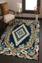 Mosso Blue Purple Tones Ethnic Flowers Pattern Woven Base Vintage Decorative Carpet Mosso1667 - 2