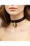 Real Leather and Steel Women's Choker Necklace with Gold Teardrop Design - 2