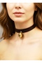 Real Leather and Steel Women's Choker Necklace with Gold Teardrop Design - 7