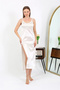 Slit Long Satin Nightgown Ecru - 5