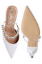 Women Diamante Stiletto Mules Sandals in White - 4