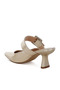 Women Large Buckle Kitten Heel Mules in Gold - 3